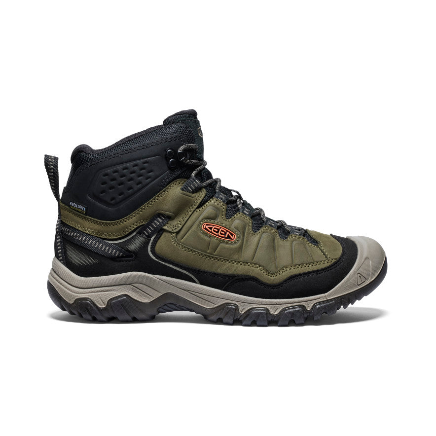 Men s Targhee IV Mid Height Waterproof Leather Hiking Boot Dark Olive Gold Flame KEEN Footwear Europe